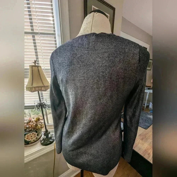 Chico's Crew Neck Blue & Silver Knit Sweater Size 2 - Picture 7 of 8